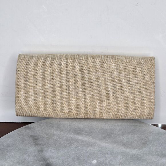 Boho Colorful Embroidered Wallet Clutch Womens Beige Pom Pom Trim Festival - Picture 8 of 9